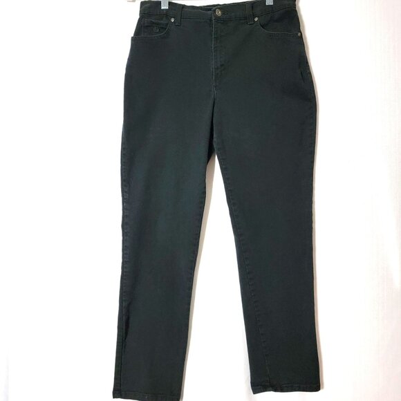 Gloria Vanderbilt Classic Womens Amanda Jeans Sz 10 Average Straight Leg  Black - Picture 1 of 13